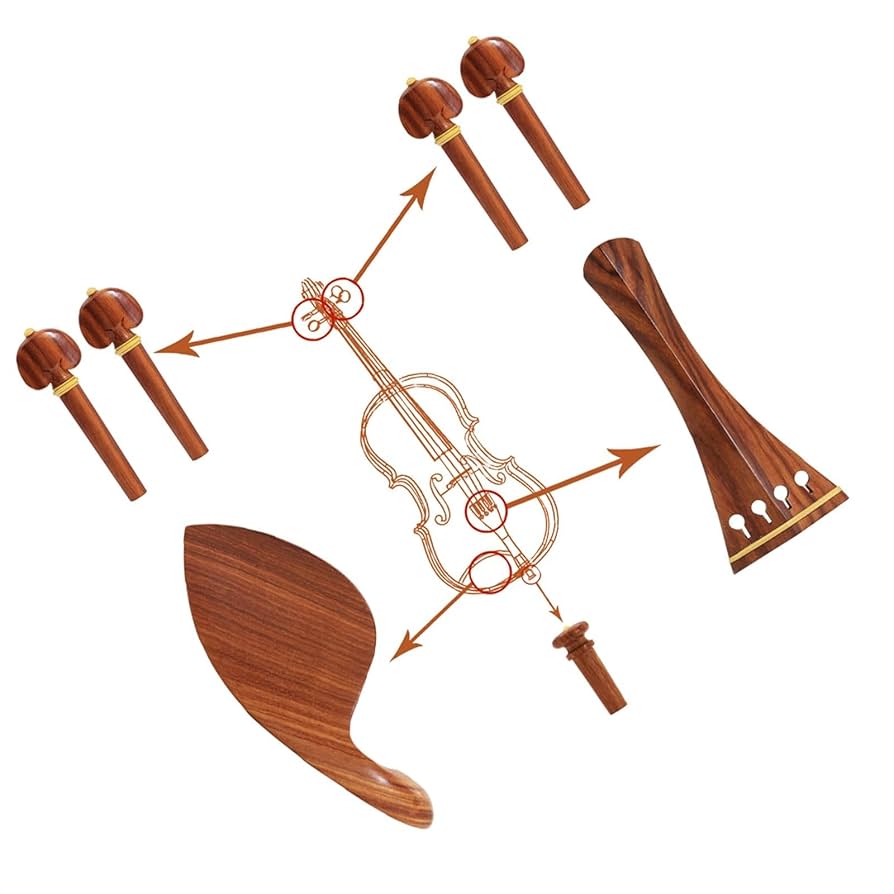 【美品】バイオリン　テールピース・あご当て　ローズウッド 見た目だけじゃない！パーツで音が、演奏が変わる！バイオリンの